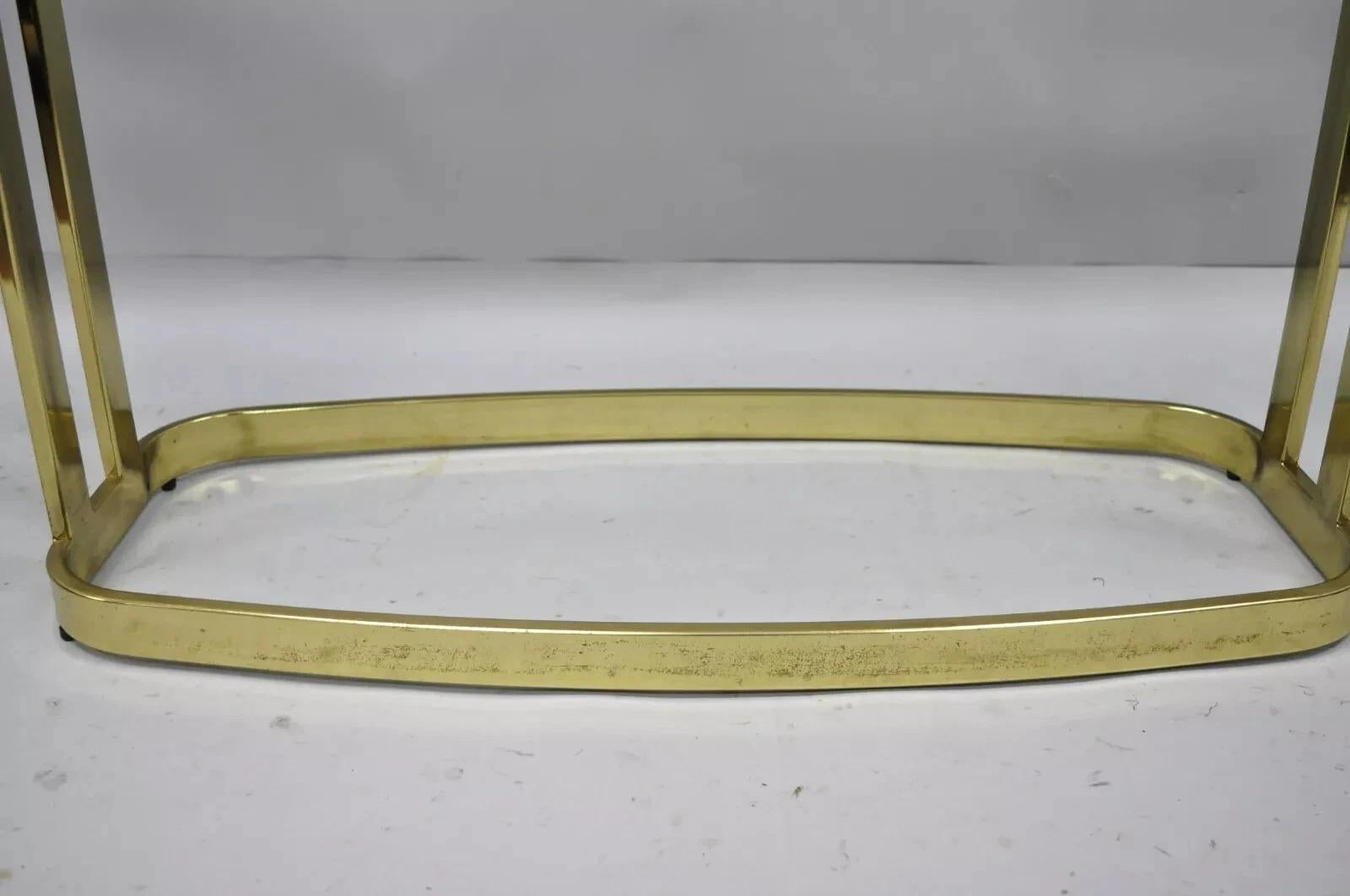 20th Century Vintage Hollywood Regency Brass & Glass Sculptural Gold Console Sofa Hall Table For Sale