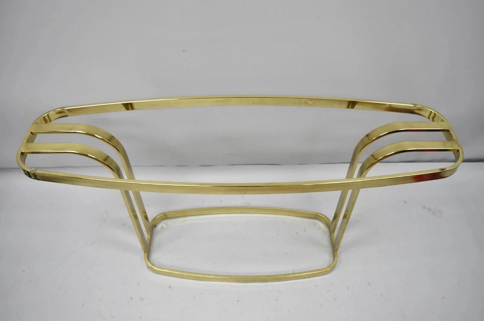 Vintage Hollywood Regency Brass & Glass Sculptural Gold Console Sofa Hall Table For Sale 4