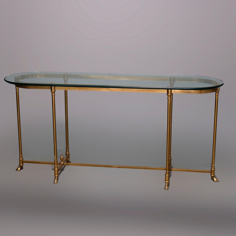 Vintage Hollywood Regency Brass and Glass Sofa Table, 20th Century at