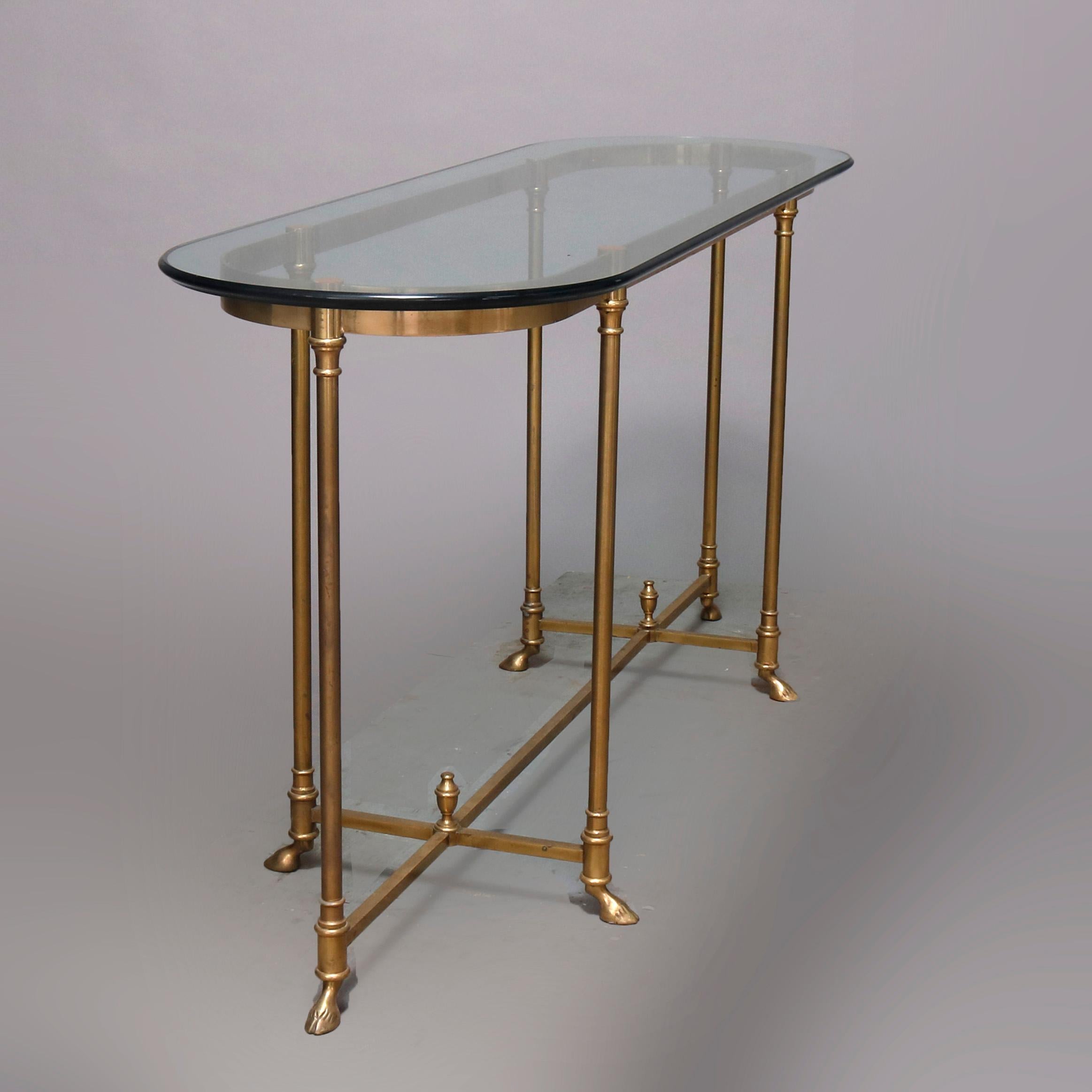 Vintage Hollywood Regency Brass and Glass Sofa Table, 20th Century at