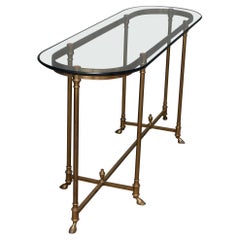 Hollywood-Regency-Sofatisch aus Messing und Glas, Vintage, 20. Jahrhundert