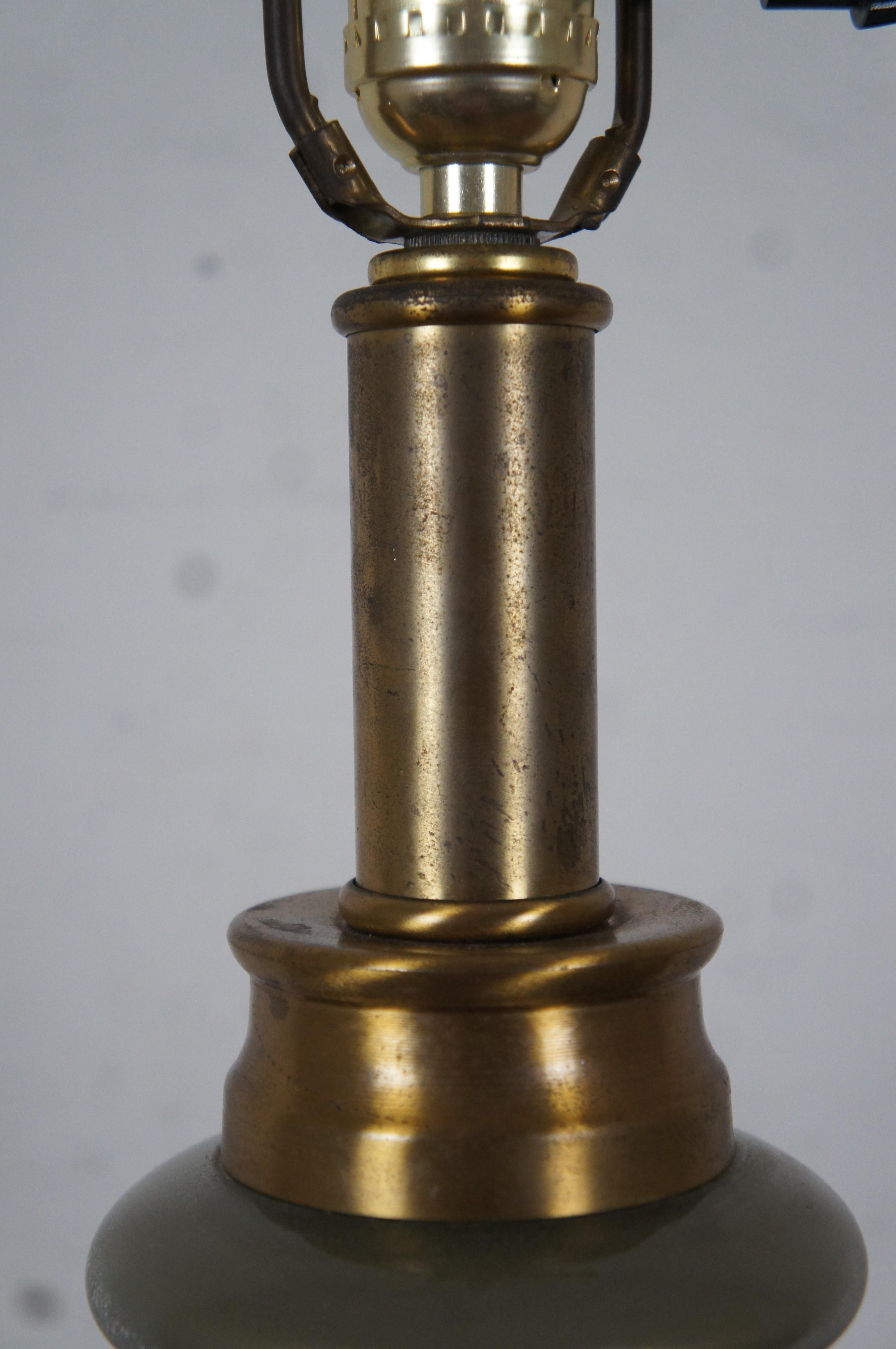 Vintage Hollywood Regency Brass & Glass Trophy Urn Table Lamp 40