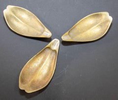 Vintage Hollywood Regency Brass Leaf Petal Ashtrays - Set of 3
