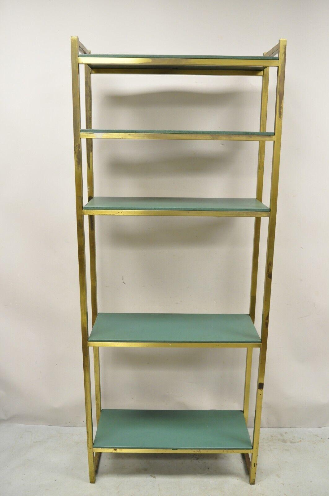 Vintage Hollywood Regency Brass Metal 5 Tier Etagere Bookcase Shelf en vente 7