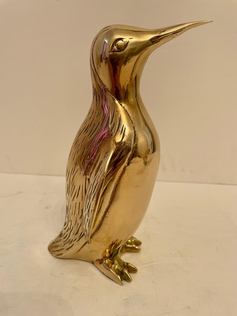 Vintage Hollywood Regency Brass Penguin Sculpture For Sale at 1stDibs