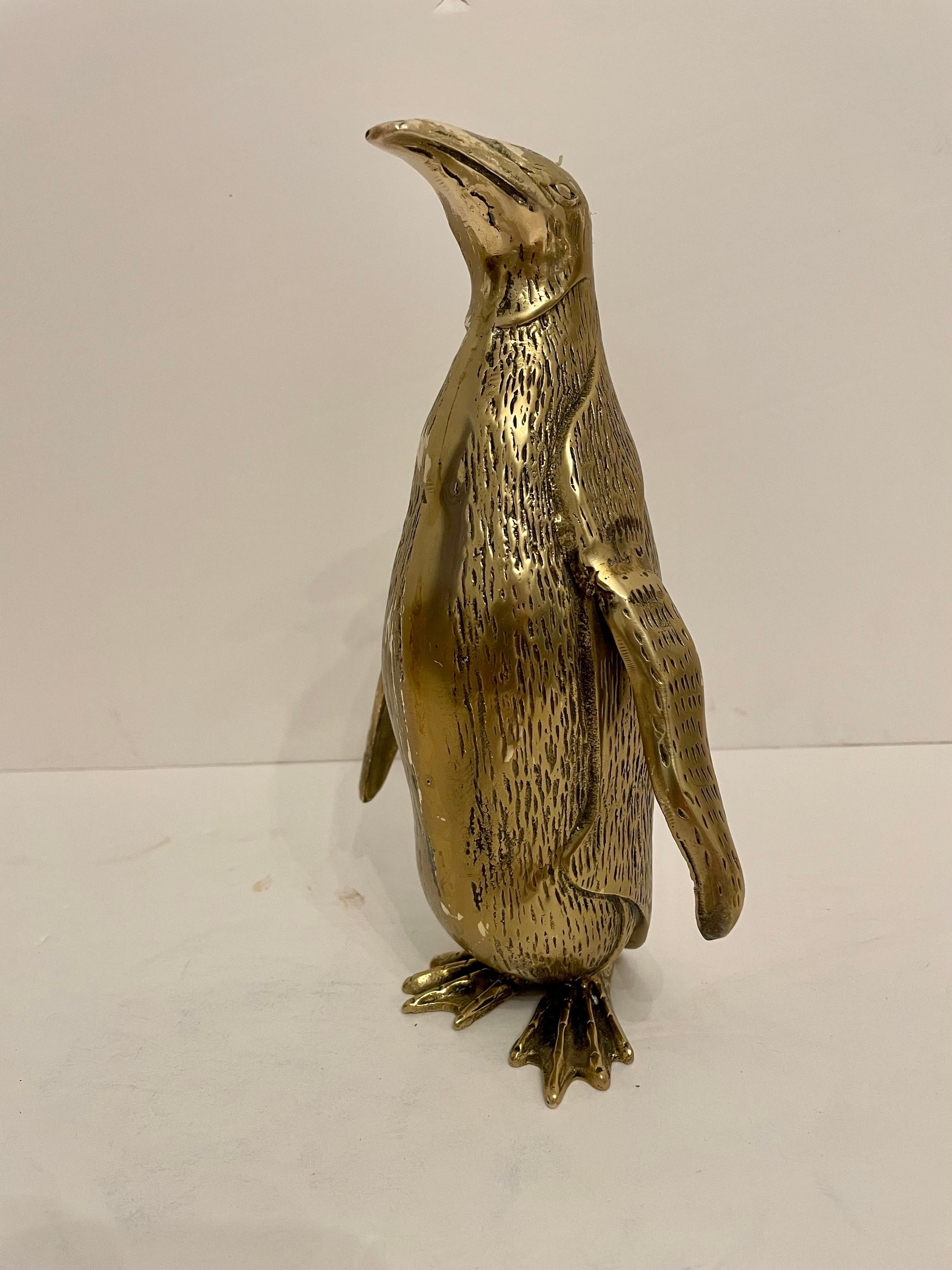 Vintage Hollywood Regency Brass Penguin Sculpture 7