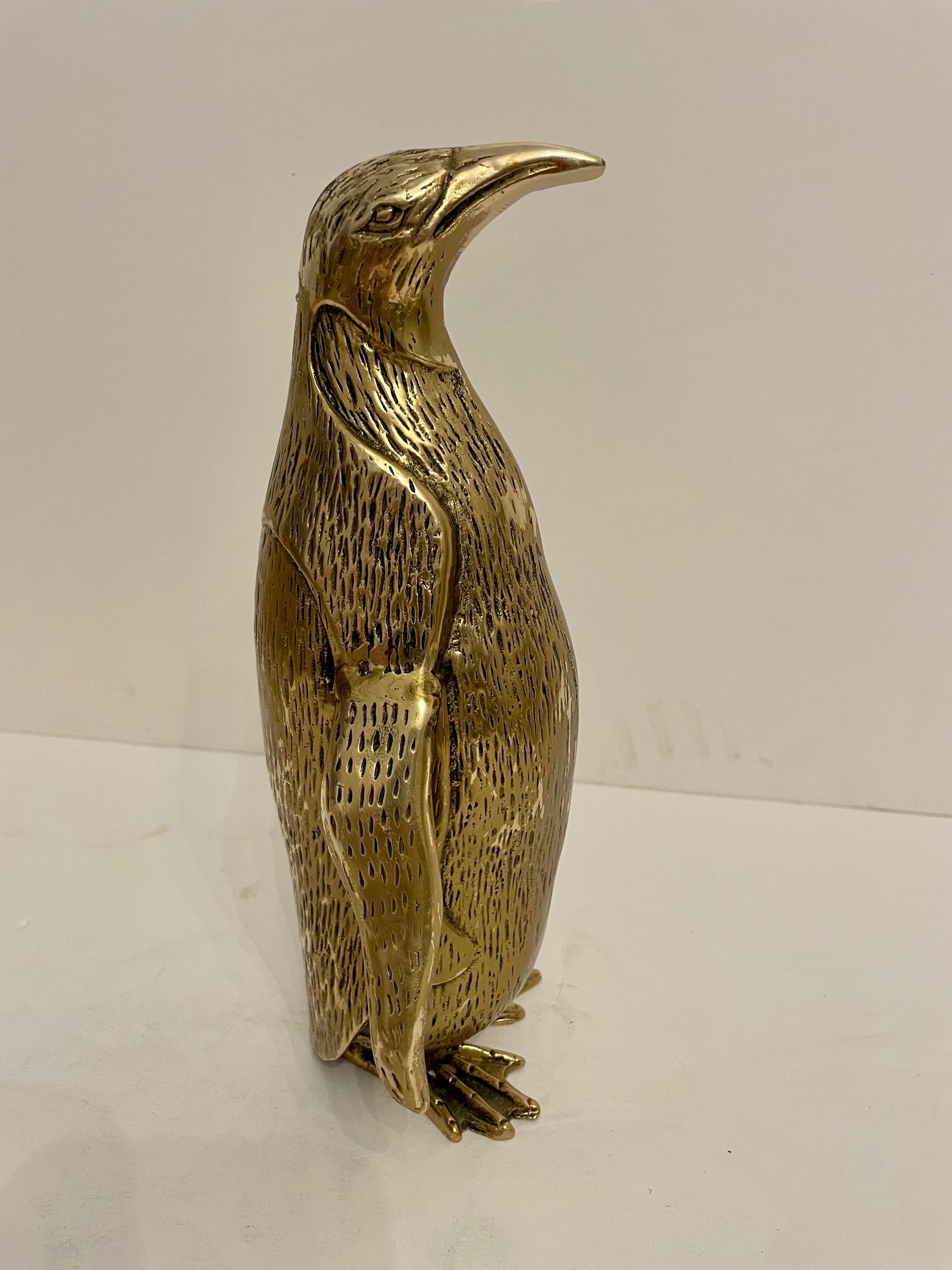 20th Century Vintage Hollywood Regency Brass Penguin Sculpture
