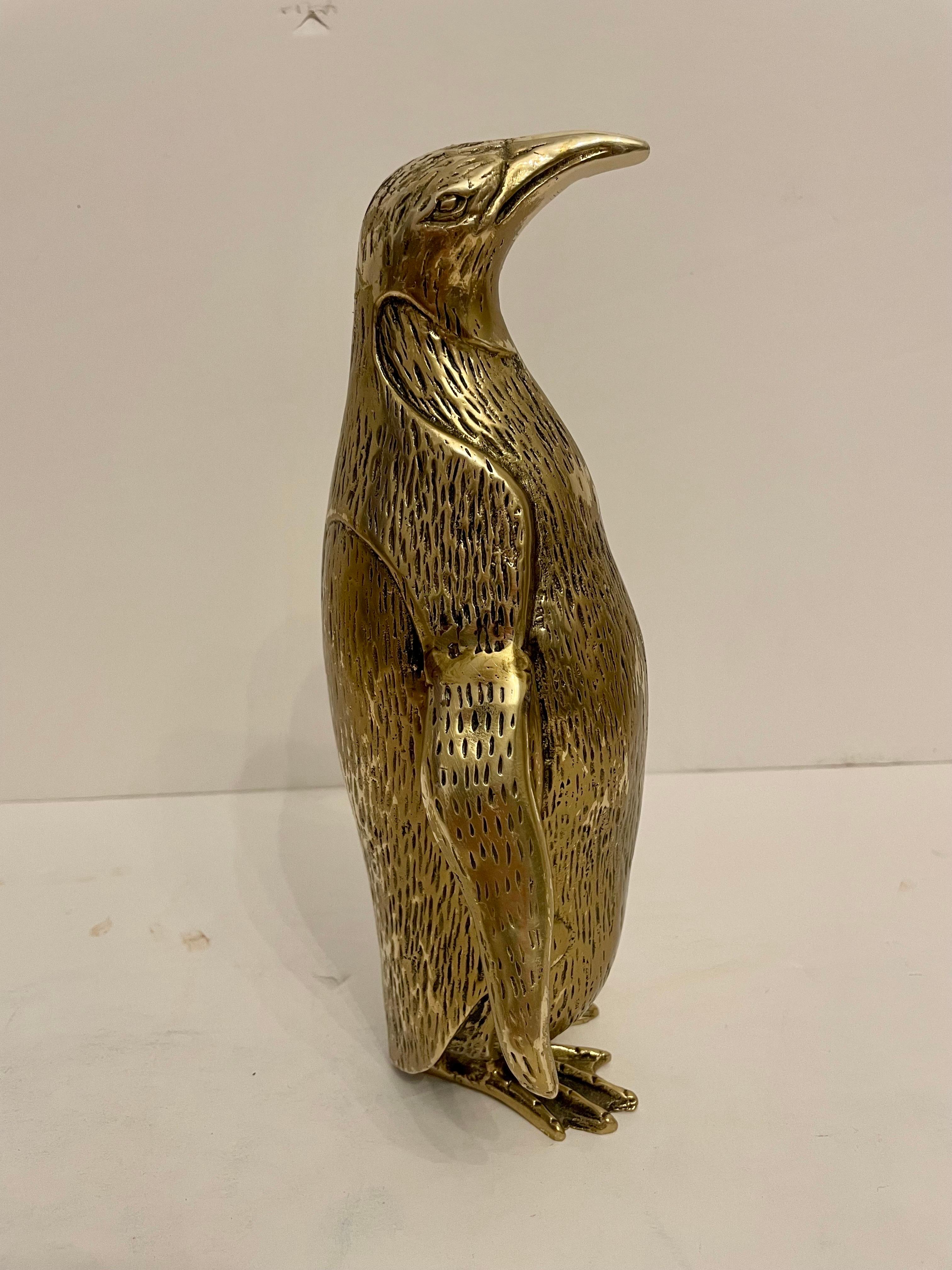 Vintage Hollywood Regency Brass Penguin Sculpture 1