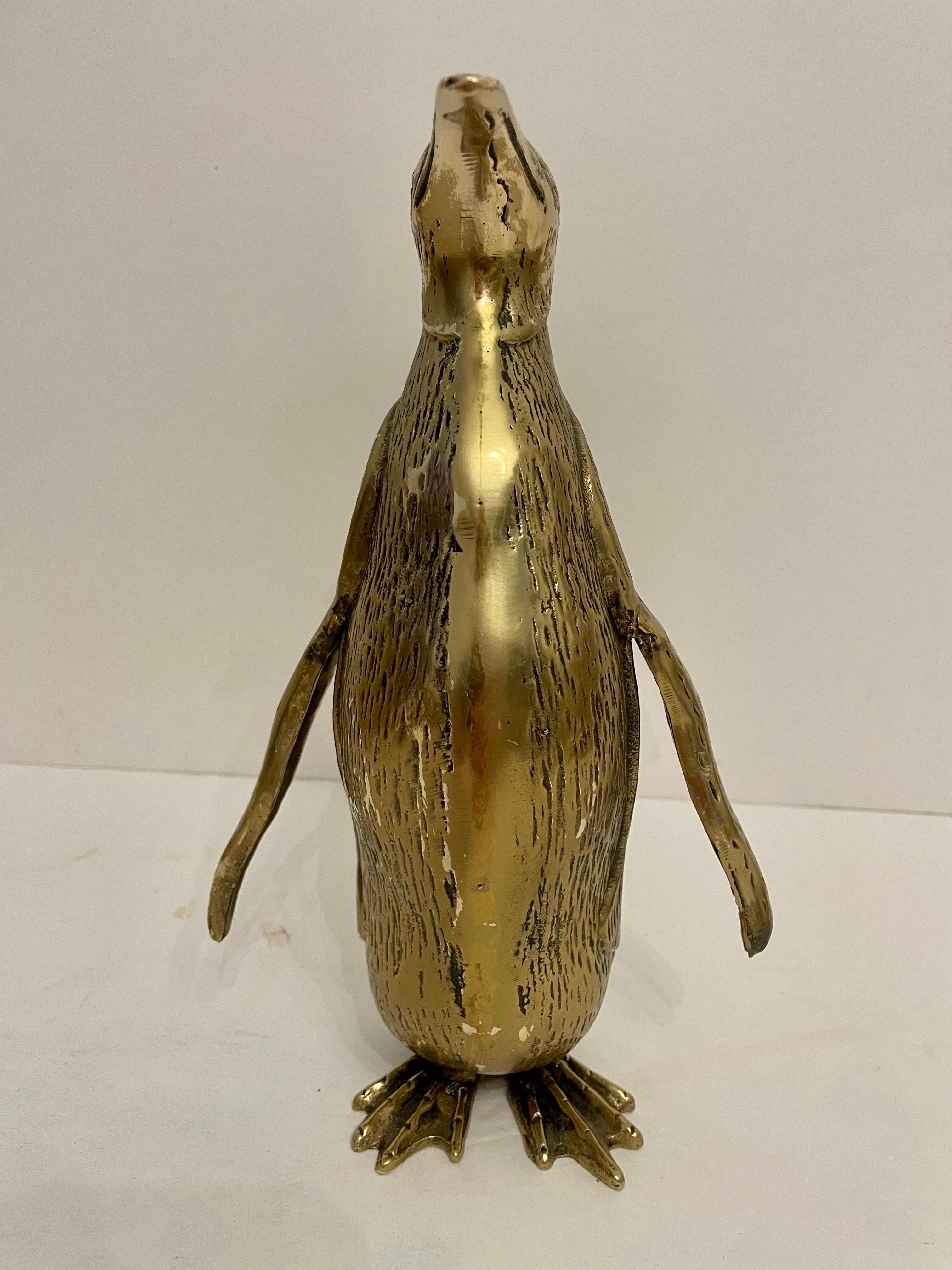 Vintage Hollywood Regency Brass Penguin Sculpture 2