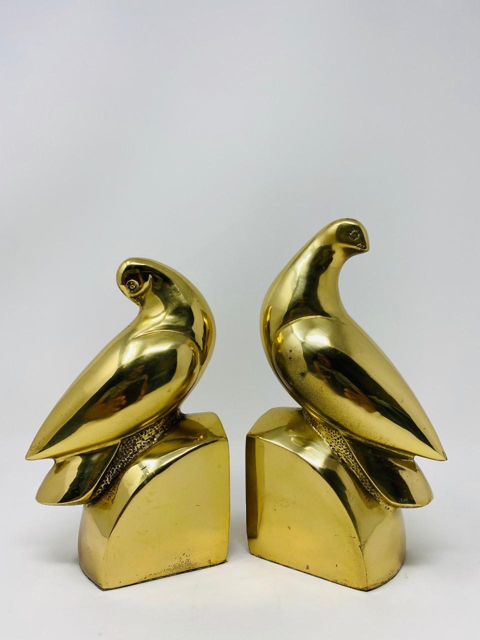 Indian Vintage Hollywood Regency Brass Pigeon Bookends