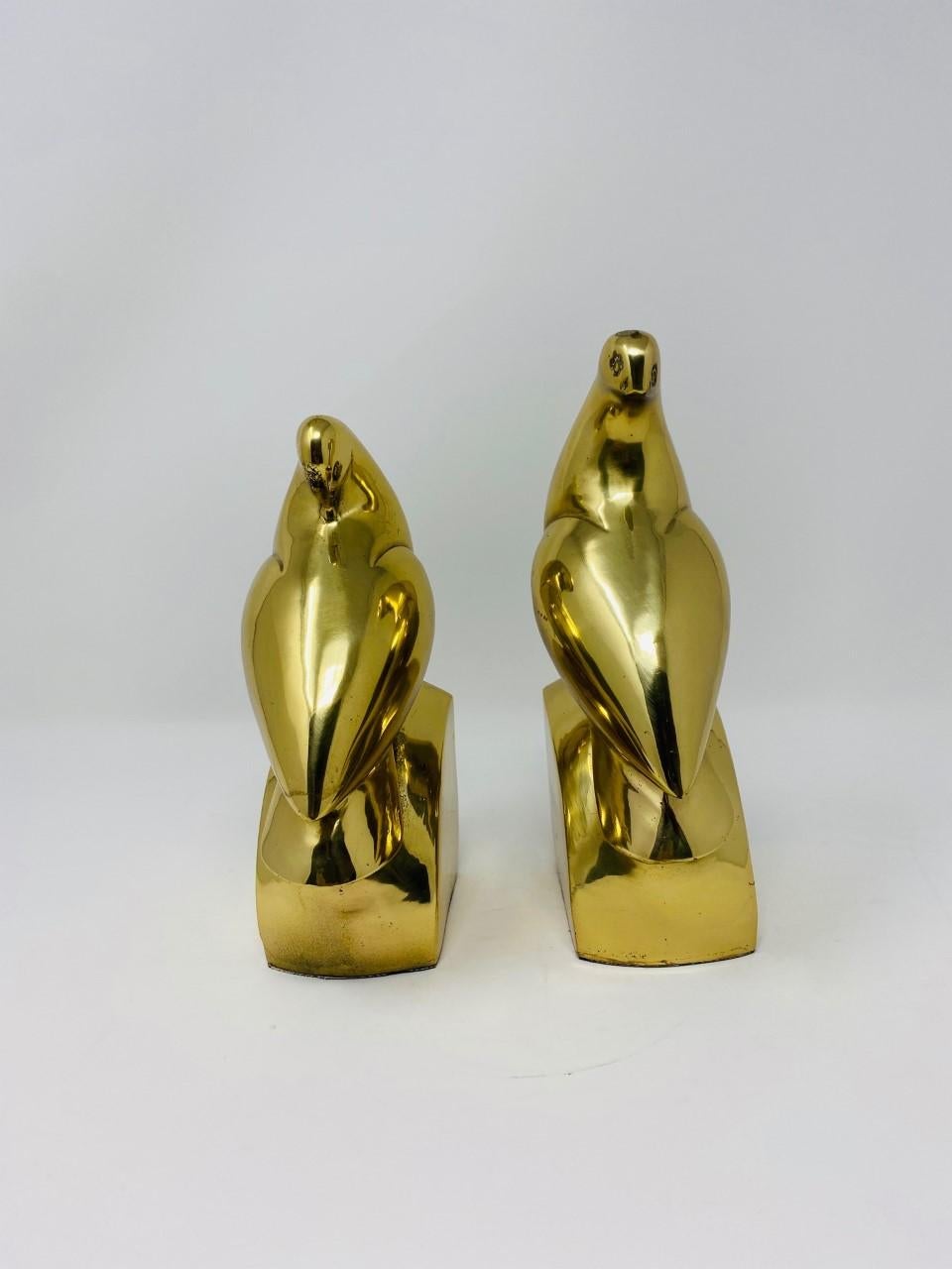 Mid-20th Century Vintage Hollywood Regency Brass Pigeon Bookends
