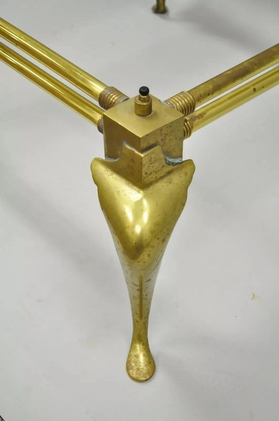 Unknown Vintage Hollywood Regency Brass Queen Anne Legs Square Coffee Table Base For Sale