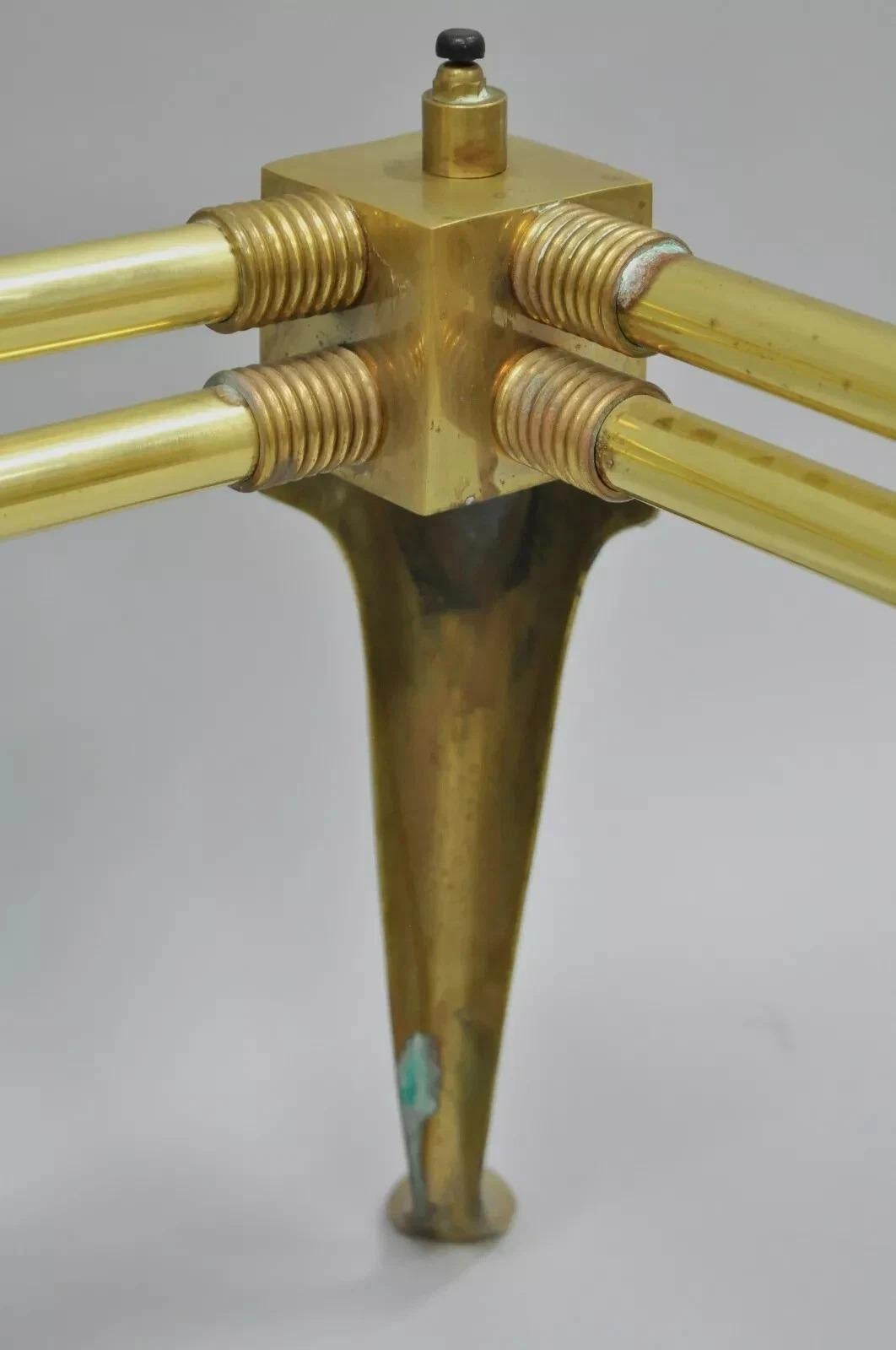 Vintage Hollywood Regency Brass Queen Anne Legs Square Coffee Table Base For Sale 4