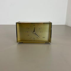 Vintage Hollywood Regency Brass Table Clock by Diehl Electro, Germany, 1960s