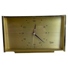 Vintage Hollywood Regency Brass Table Clock by Diehl Electro, Germany, 1960s
