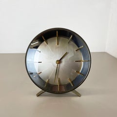 Vintage Hollywood Regency Brass Table Clock Junghans Meister, Germany, 1950s