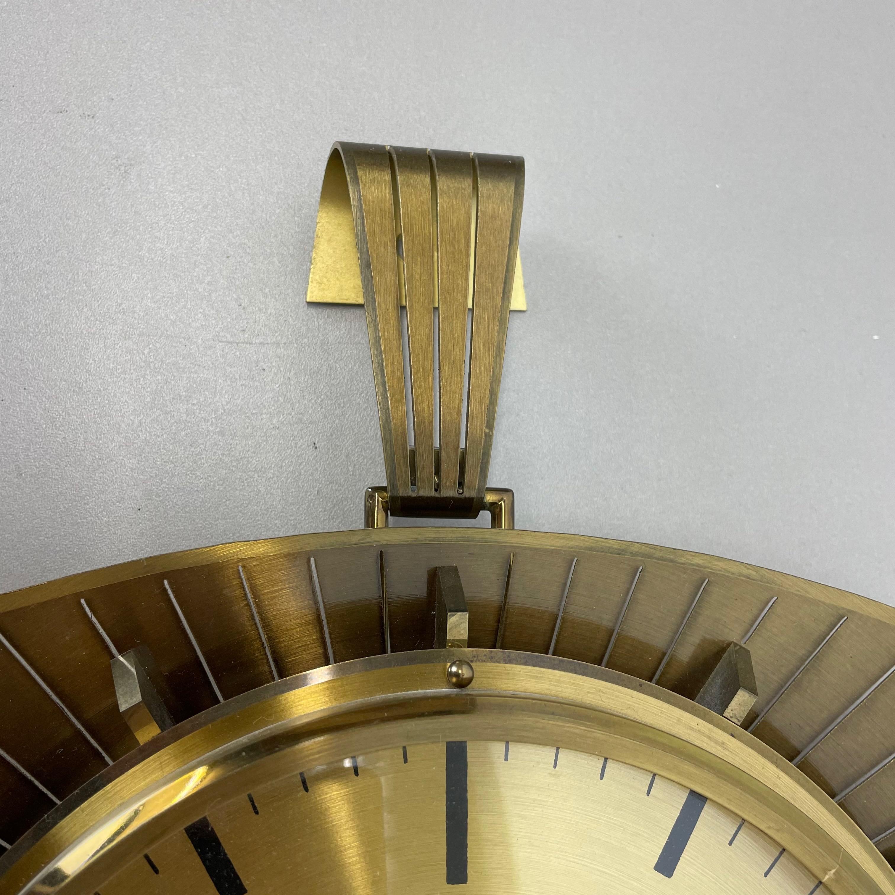 Vintage Hollywood Regency Brass Wall Clock Atlanta Kienzle, Germany 1950s For Sale 2