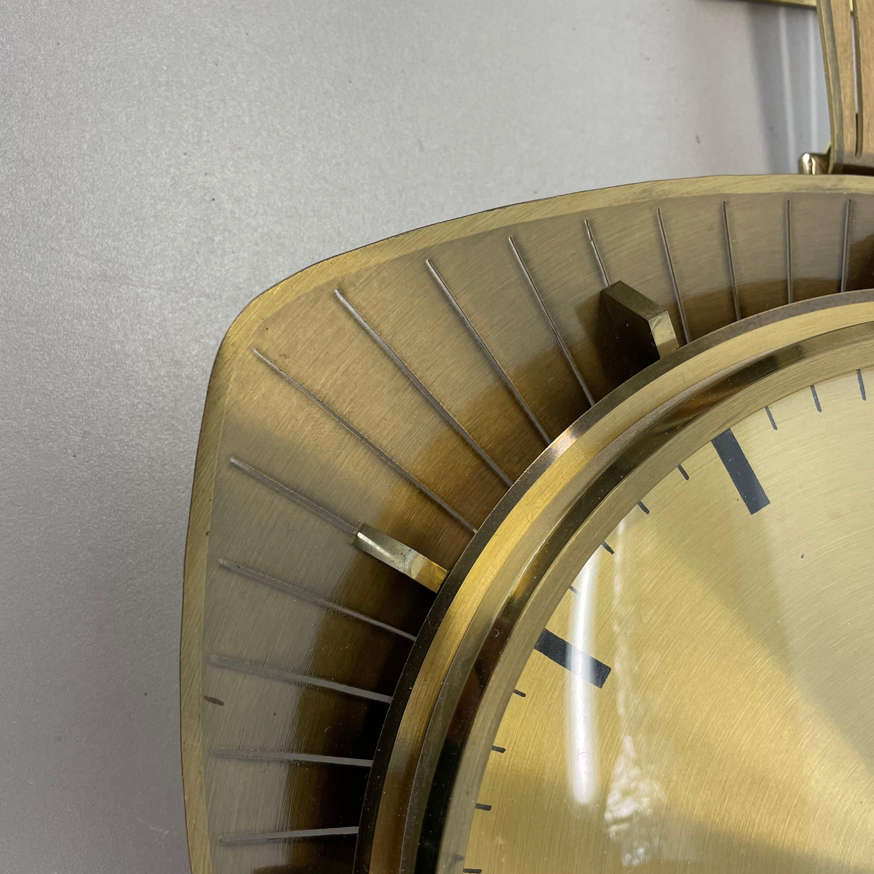 Vintage Hollywood Regency Brass Wall Clock Atlanta Kienzle, Germany 1950s For Sale 3