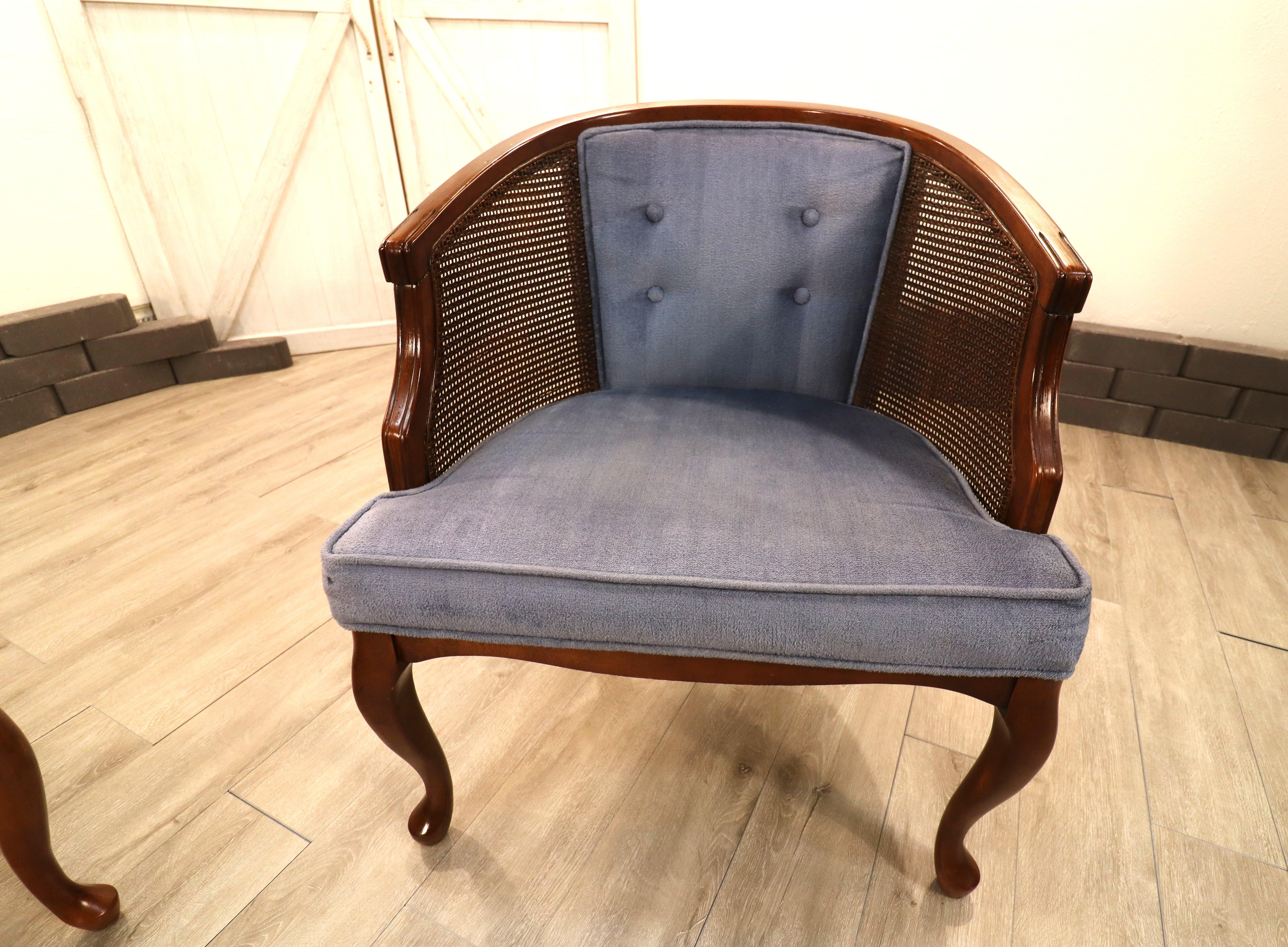 Velluto Sedie con schienale a canne vintage Hollywood Regency in vendita