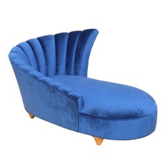 Vintage Hollywood Regency Channel Back Chaise Lounge