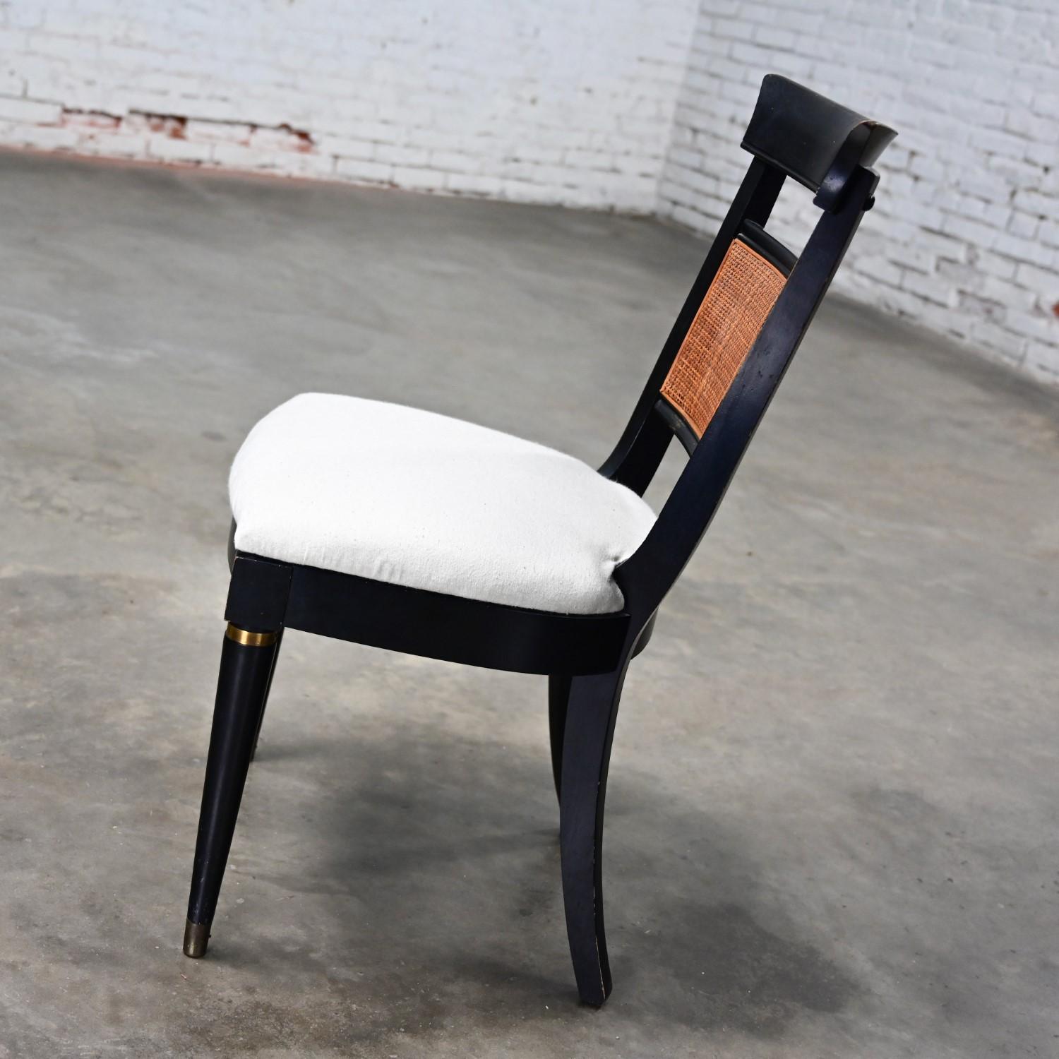 Vintage Hollywood Regency Charlotte Chair Co Accent Chair Black with Cane Back For Sale 4