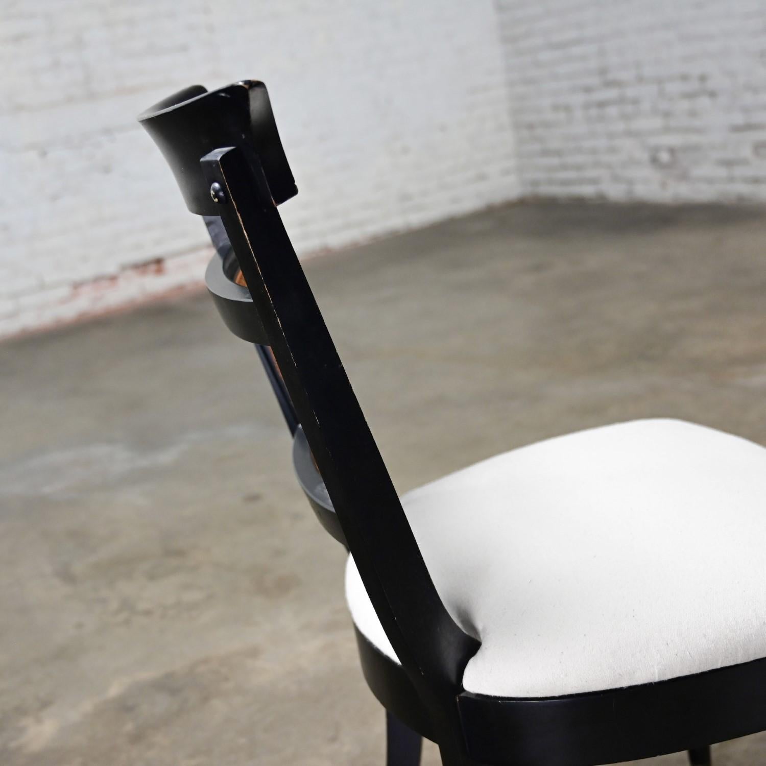 Vintage Hollywood Regency Charlotte Chair Co Accent Chair Black with Cane Back For Sale 6
