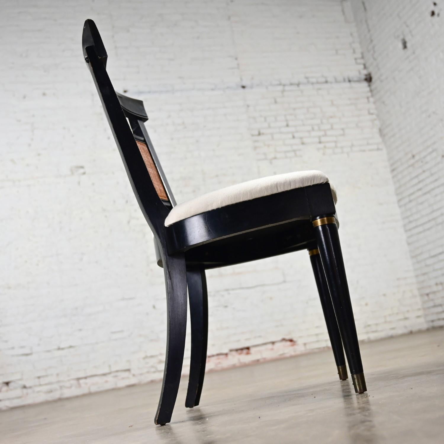 Vintage Hollywood Regency Charlotte Chair Co Accent Chair Black with Cane Back For Sale 7