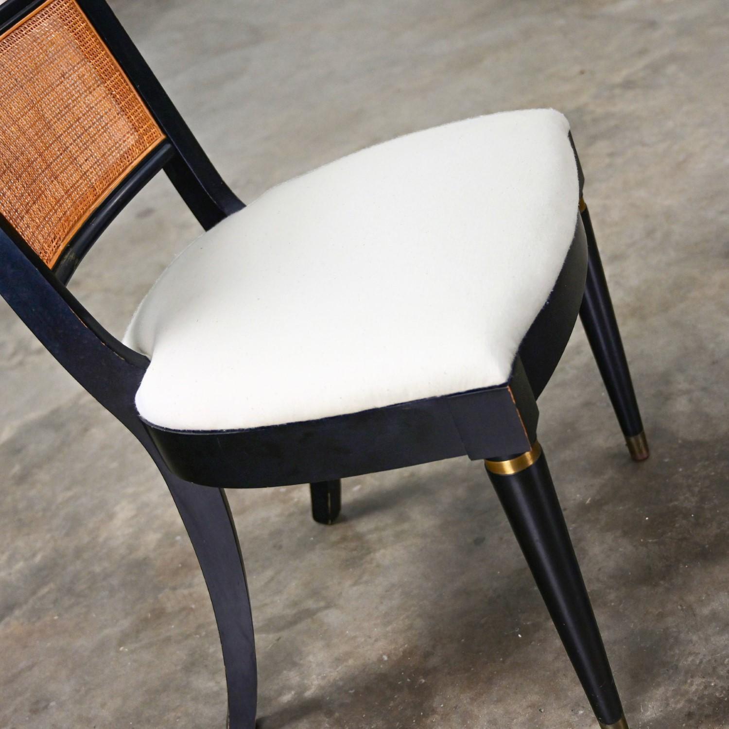 Vintage Hollywood Regency Charlotte Chair Co Accent Chair Black with Cane Back For Sale 8