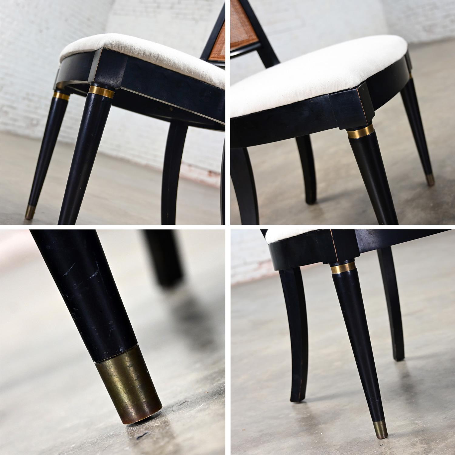Vintage Hollywood Regency Charlotte Chair Co Accent Chair Black with Cane Back For Sale 10