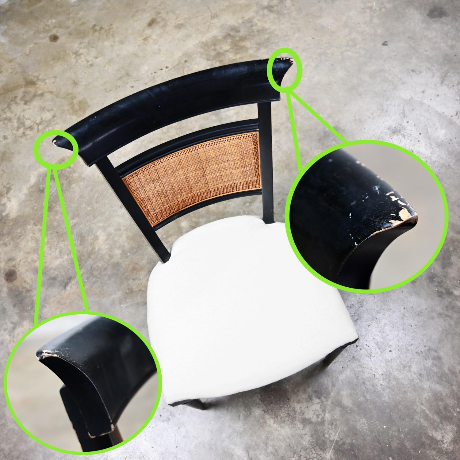 Vintage Hollywood Regency Charlotte Chair Co Accent Chair Black with Cane Back For Sale 11
