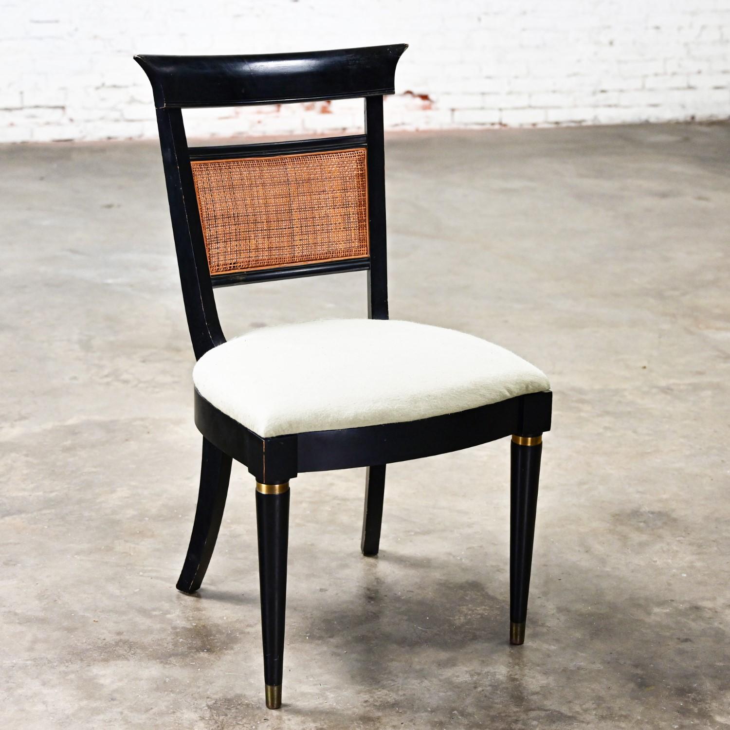 Vintage Hollywood Regency Charlotte Chair Co Accent Chair Black with Cane Back For Sale 12