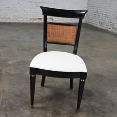 Vintage Hollywood Regency Charlotte Chair Co Accent Chair Black with Cane Back