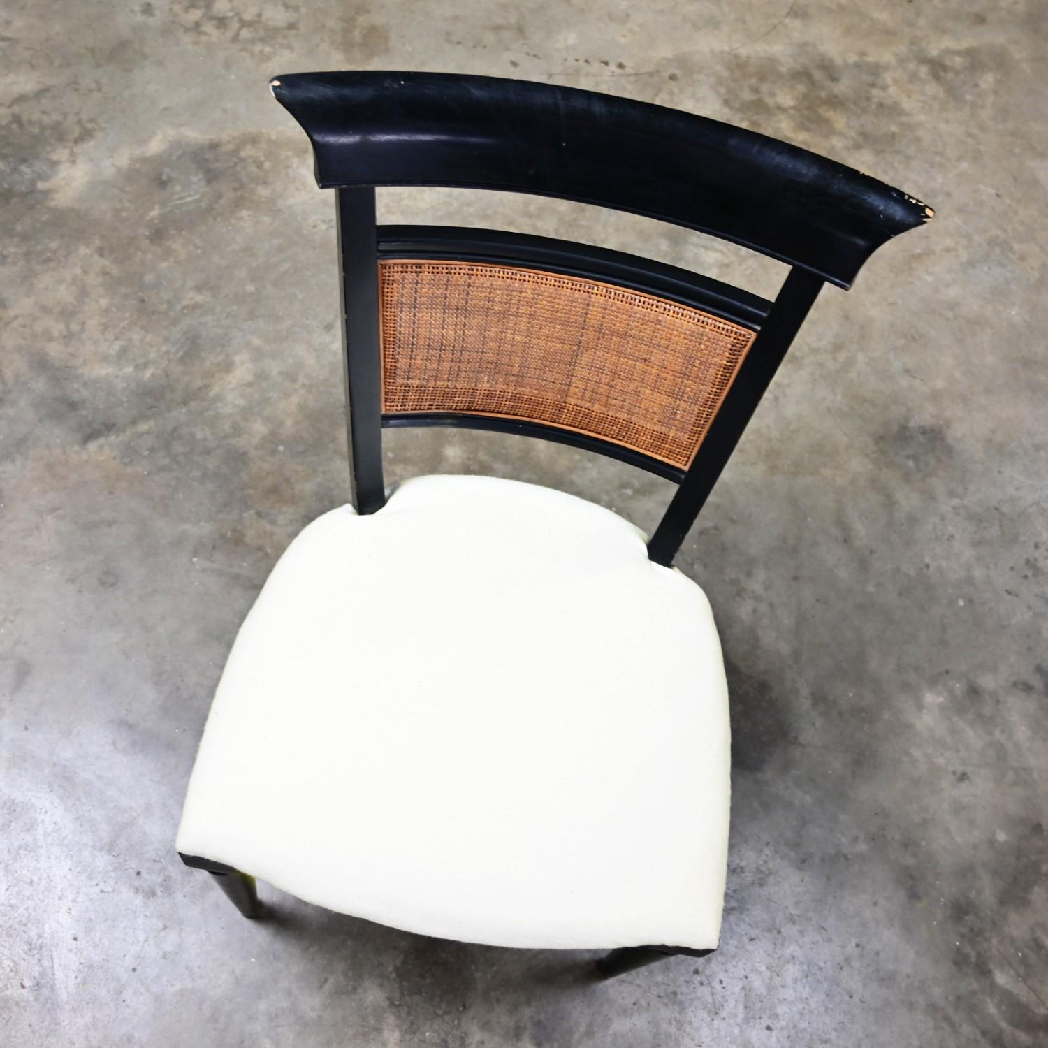 Vintage Hollywood Regency Charlotte Chair Co Accent Chair Black with Cane Back For Sale 1