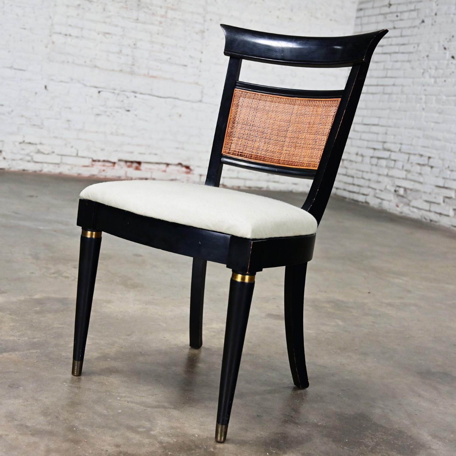 Vintage Hollywood Regency Charlotte Chair Co Accent Chair Black with Cane Back For Sale 2