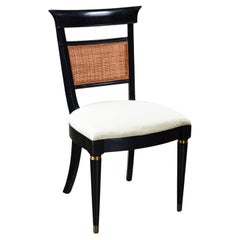 Silla Vintage Hollywood Regency Charlotte Co Silla de centro negra con respaldo de caña