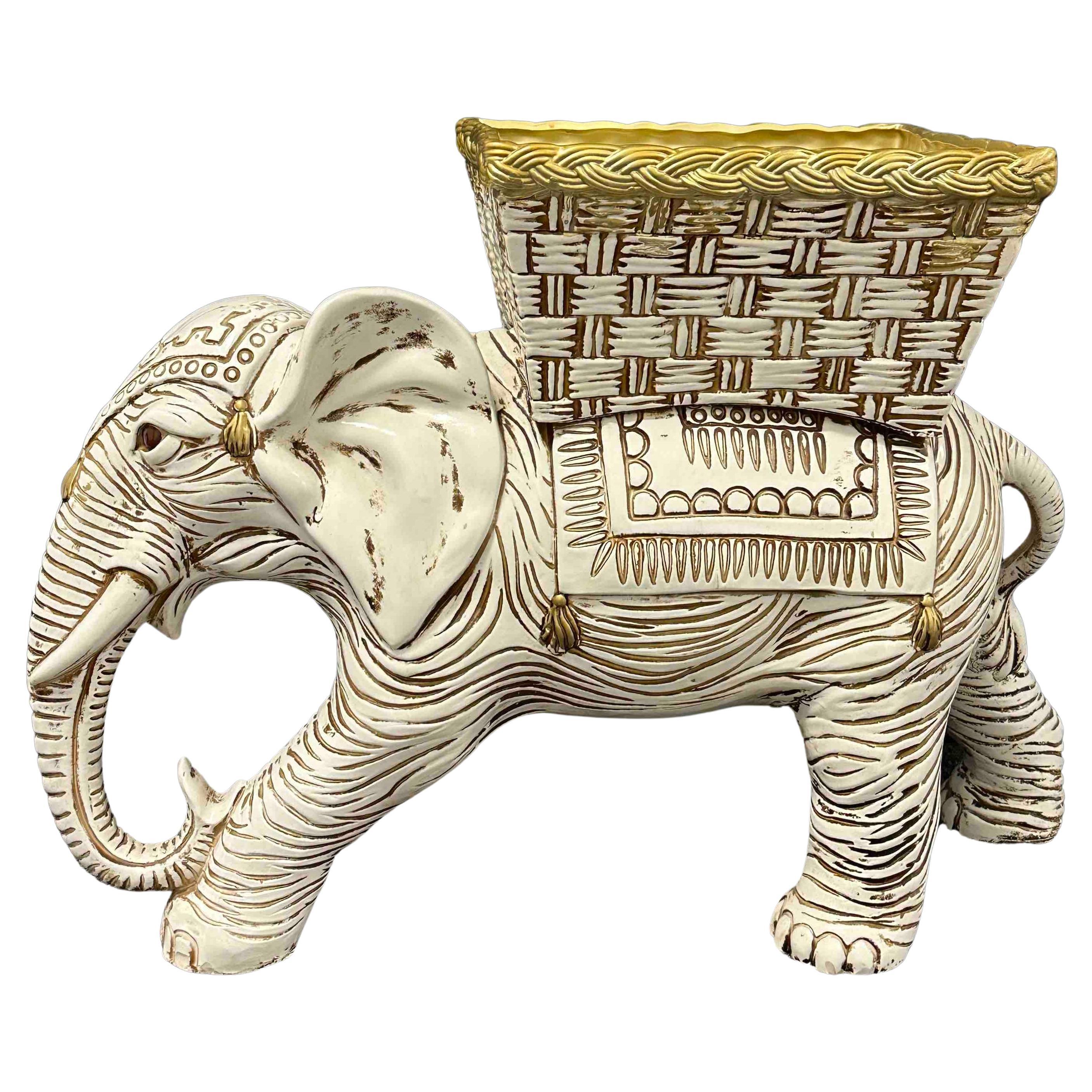 Chinesischer Elefanten-Garten-Pflanzgefäßständer im Hollywood-Regency-Stil, Italien im Angebot