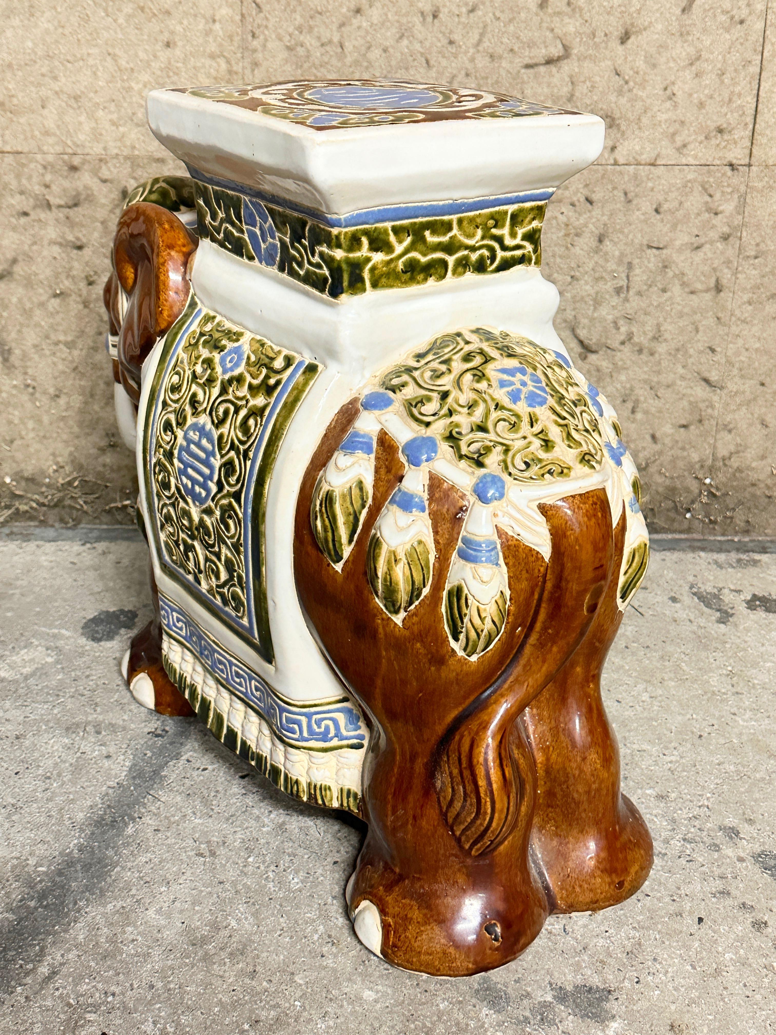 Vintage Hollywood Regency Chinese Elephant Garden Plant Stand For Sale 5
