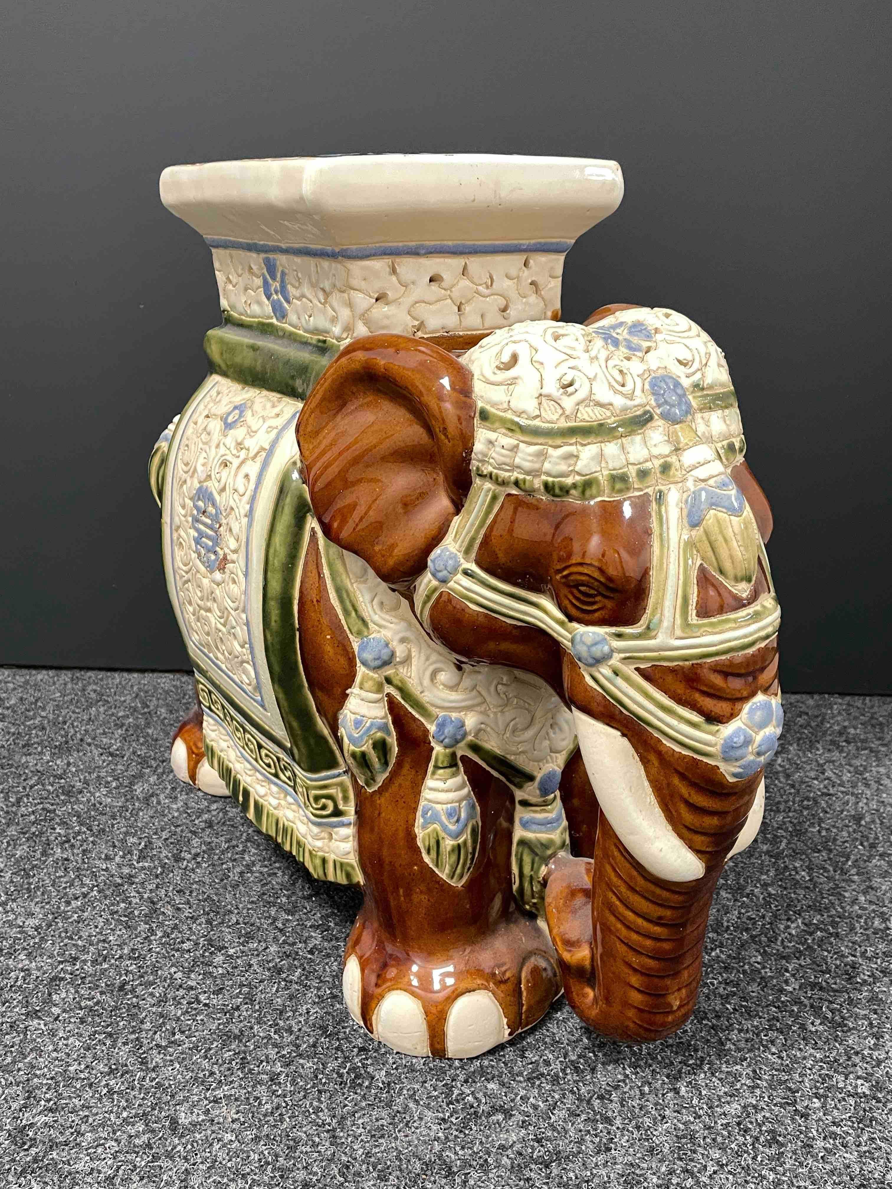 large ceramic indian elephant plant stand