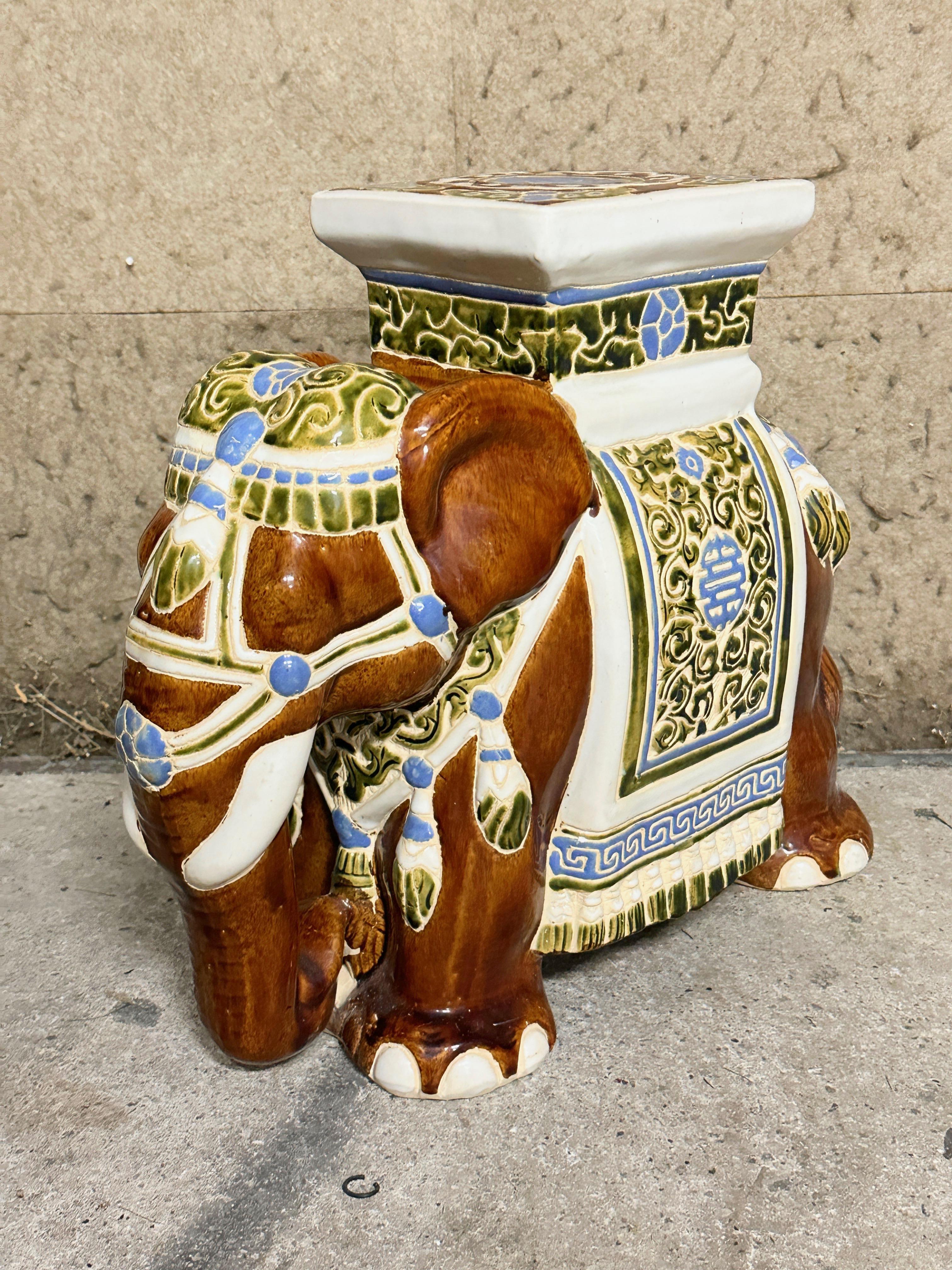 Mid-20th Century Vintage Hollywood Regency Chinese Elephant Garden Plant Stand For Sale