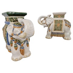 Supports de plantes éléphants chinois de style Hollywood Regency, ensemble de 2 pièces, années 1960
