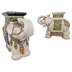 Supports de plantes éléphants chinois de style Hollywood Regency, ensemble de 2 pièces, années 1960