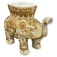 Vintage Hollywood Regency Chinese Happy Elephant Garden Plant Stand Side Table