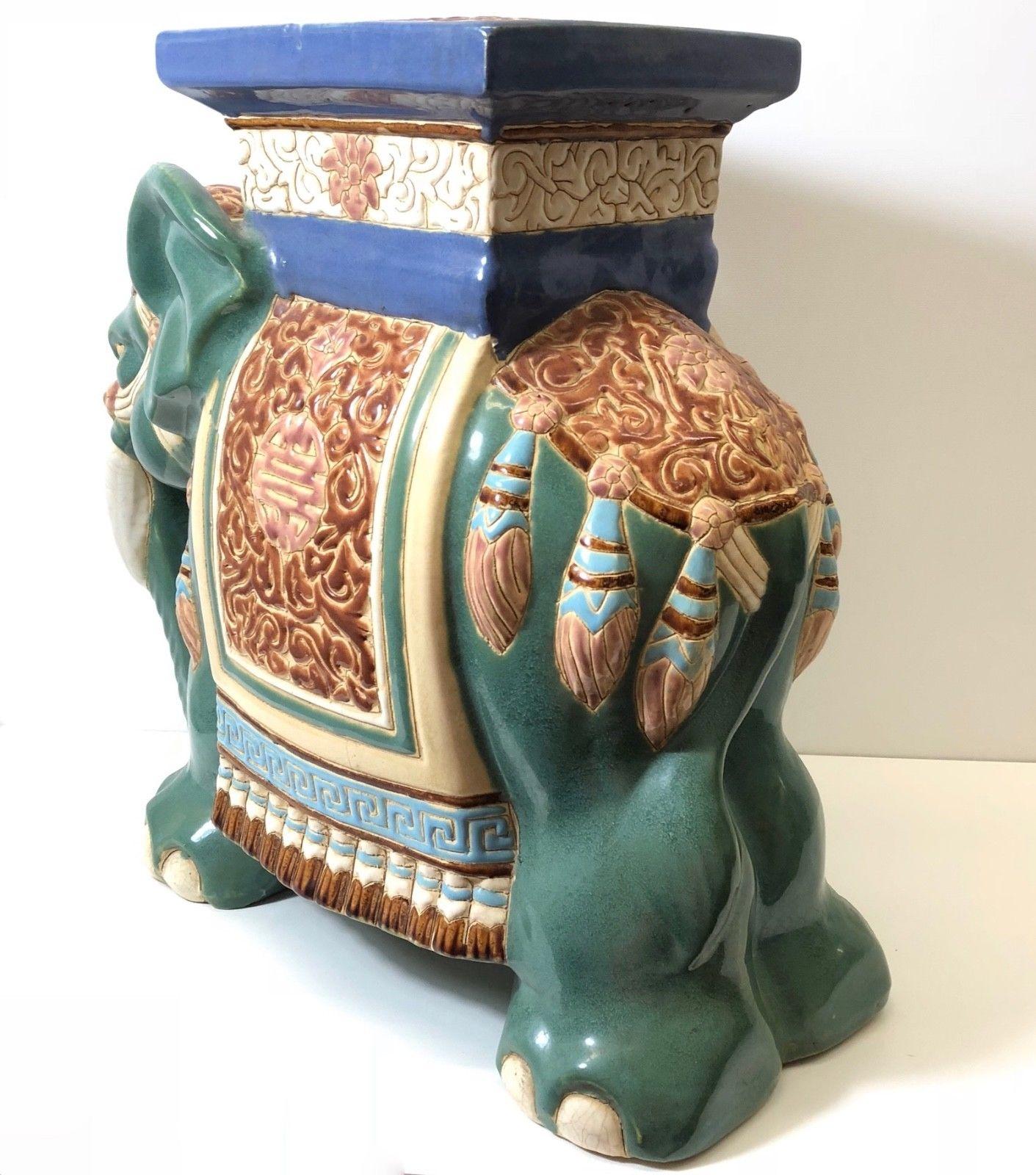 vintage green elephant planter