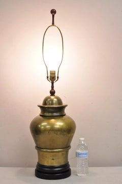 Vintage Hollywood Regency Chinoiserie Patinated Brass Ginger Jar Table Lamp