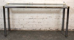 Vintage Hollywood Regency Chrome & Brass Console Table