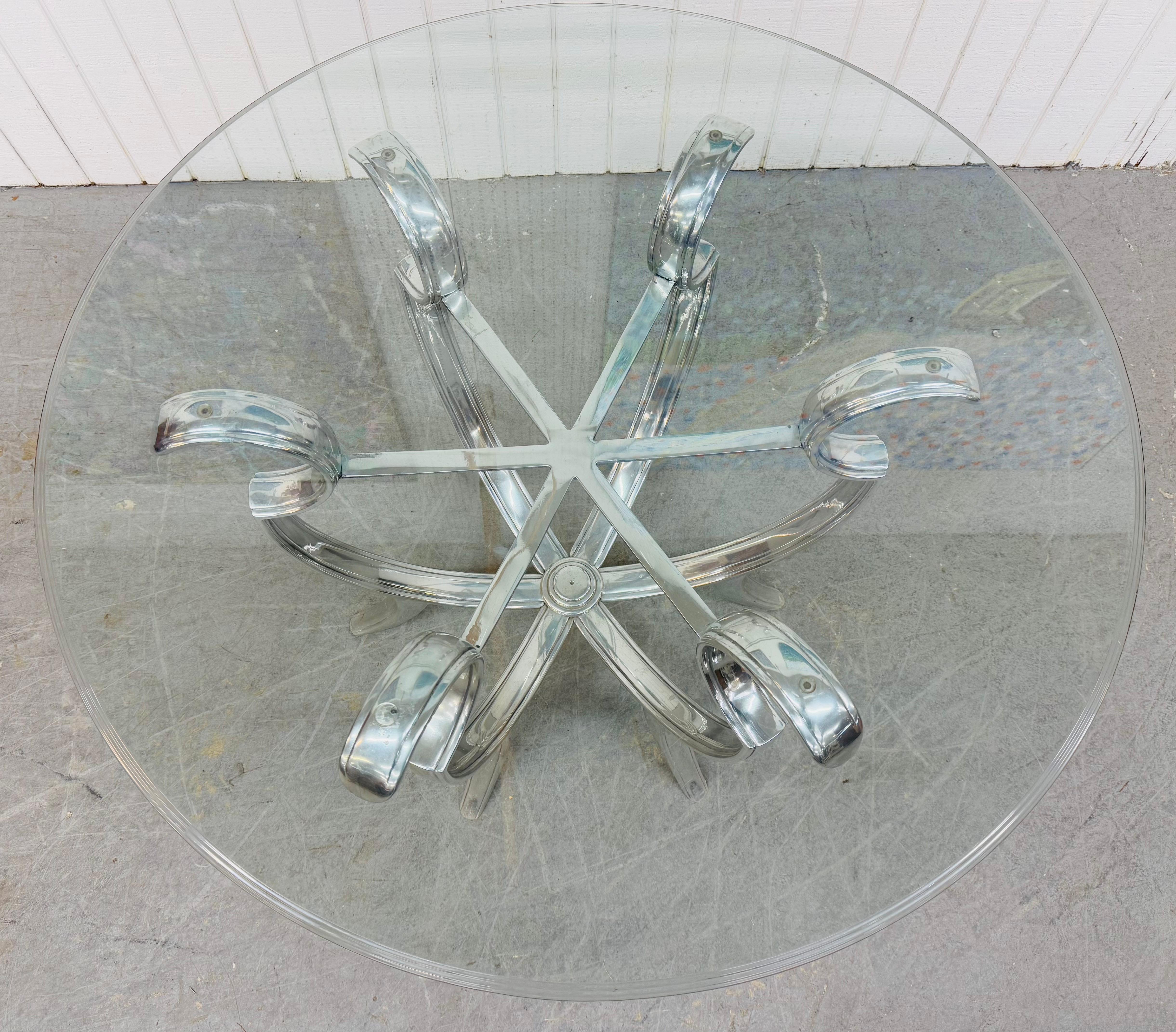 American Vintage Hollywood Regency Chrome & Glass Center Table For Sale