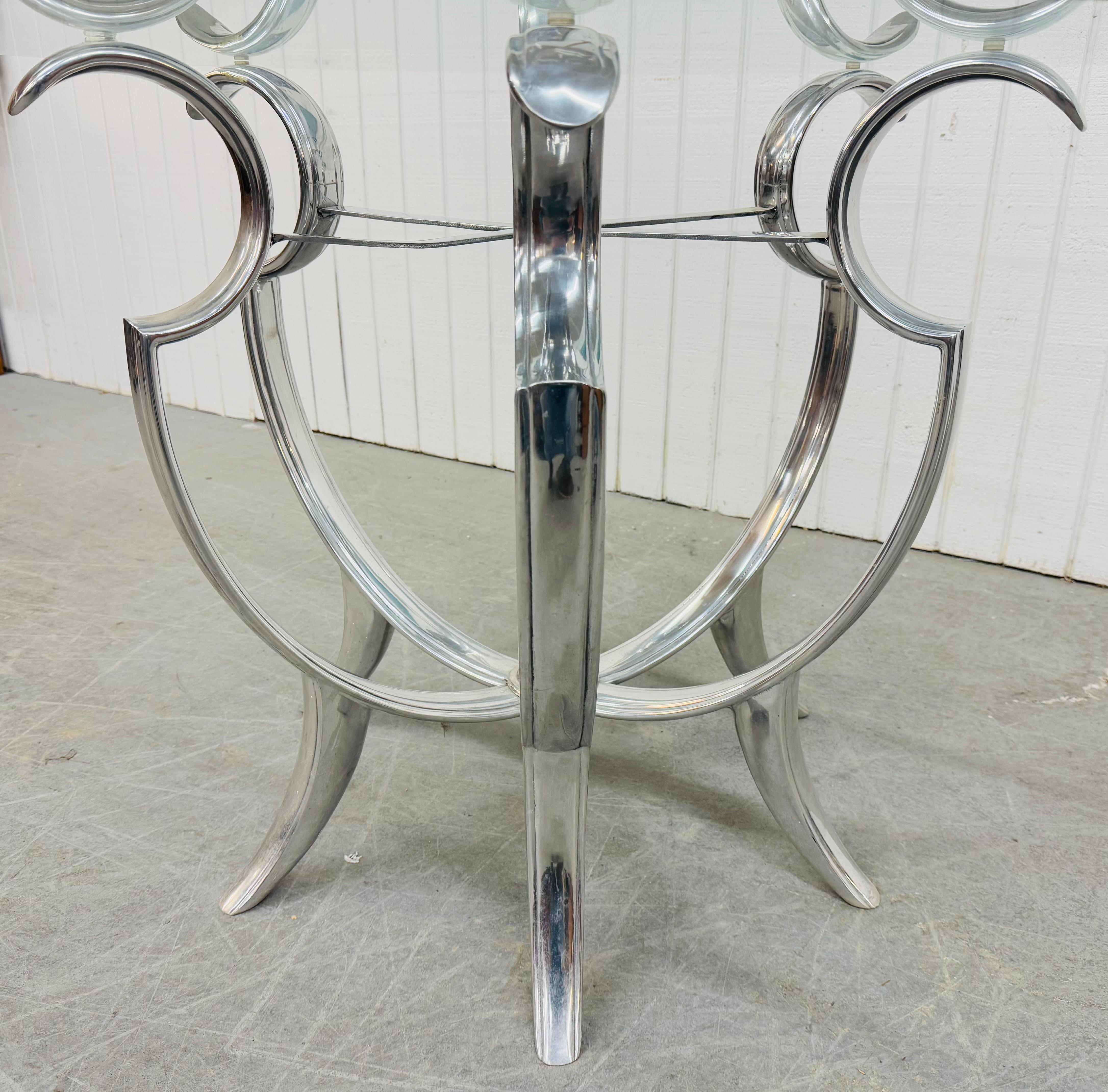 Vintage Hollywood Regency Chrome & Glass Center Table In Good Condition For Sale In Clarksboro, NJ