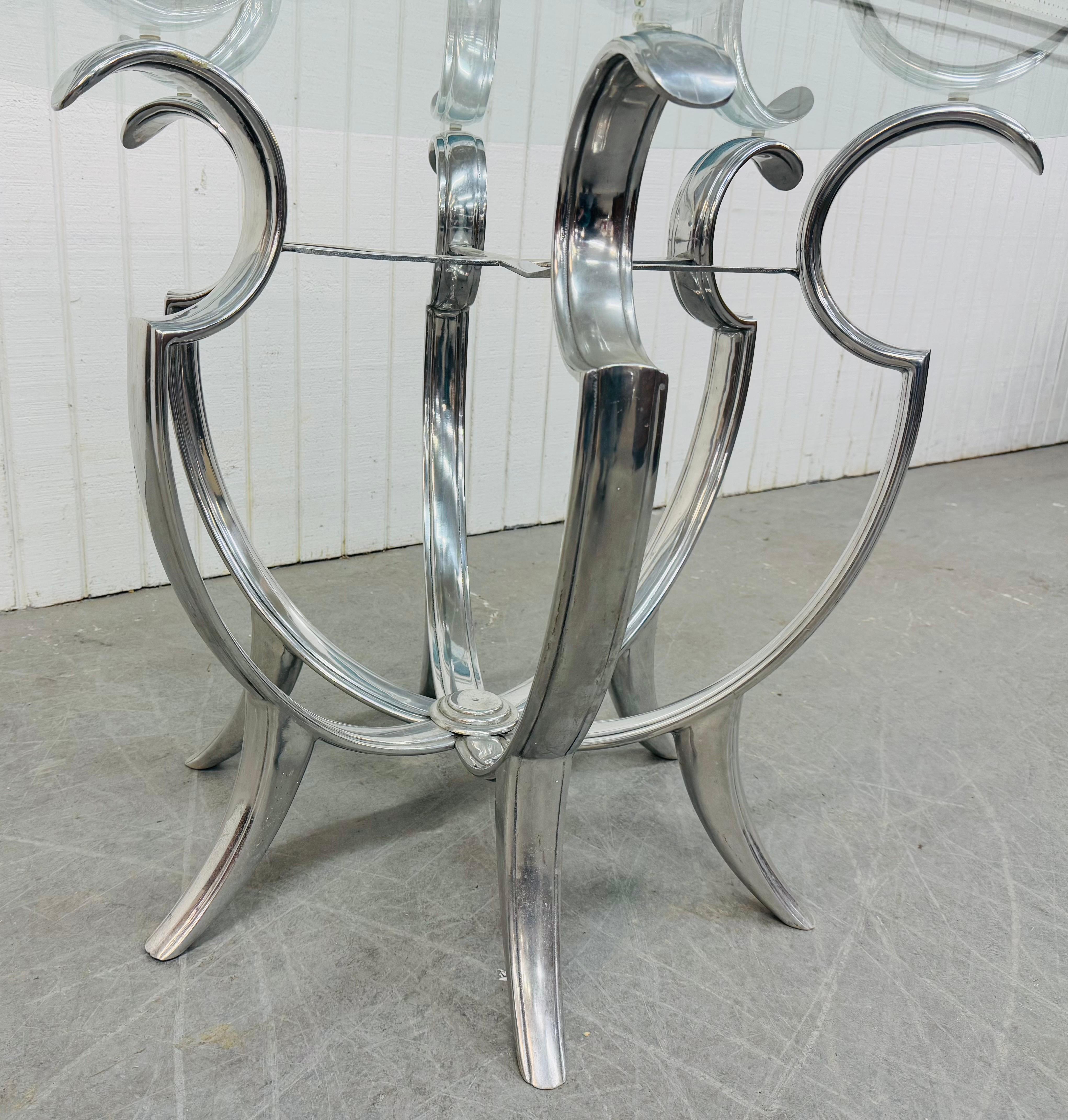 20th Century Vintage Hollywood Regency Chrome & Glass Center Table For Sale