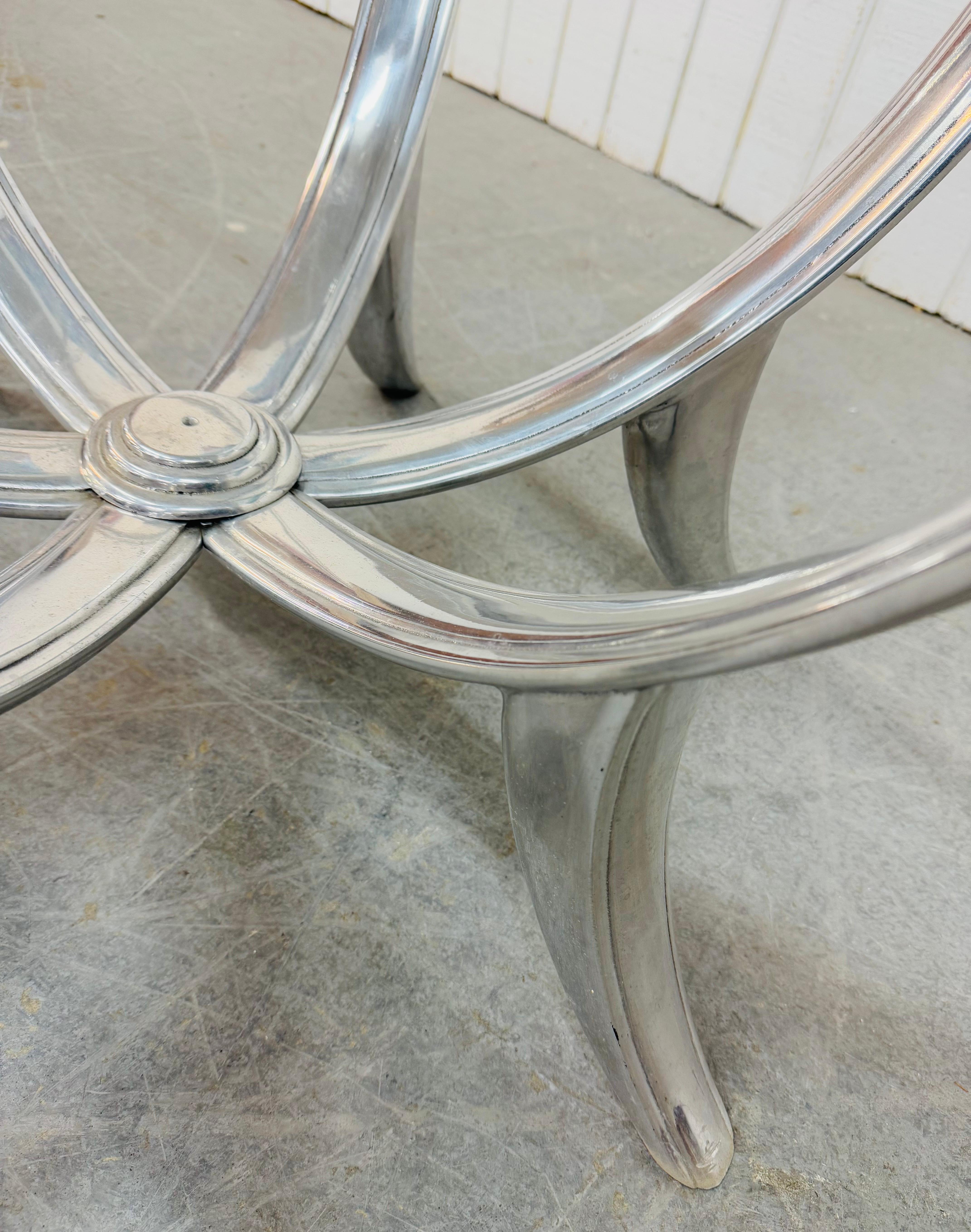 Vintage Hollywood Regency Chrome & Glass Center Table For Sale 2