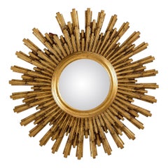 Espejo vintage de estilo Hollywood Regency con forma convexa y diseño de rayos de sol, Europa